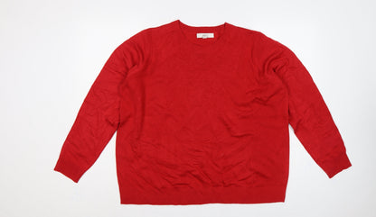 Marks and Spencer Women’s Red L Crew Neck Fine Knit Pullover Jumper