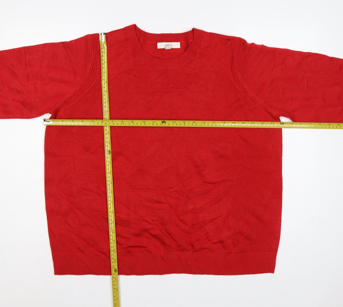 Marks and Spencer Women’s Red L Crew Neck Fine Knit Pullover Jumper