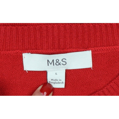 Marks and Spencer Women’s Red L Crew Neck Fine Knit Pullover Jumper