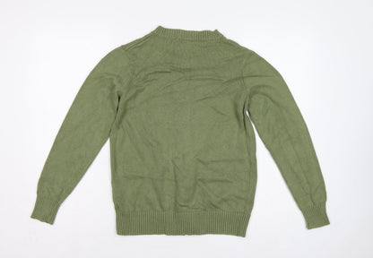 Damart Women Green UK 12 Full Zip Cable Knit Cotton Cardigan