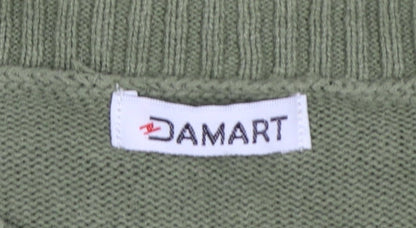 Damart Women Green UK 12 Full Zip Cable Knit Cotton Cardigan