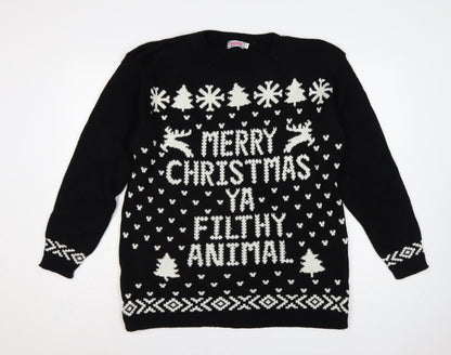 Whisper Women’s Black 2XL Merry Christmas Ya Filthy Animal Jumper