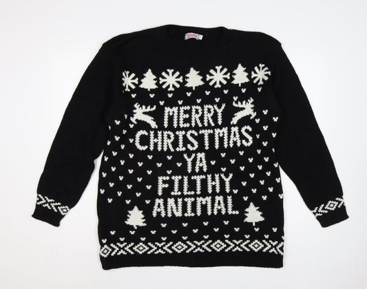 Whisper Women’s Black 2XL Merry Christmas Ya Filthy Animal Jumper