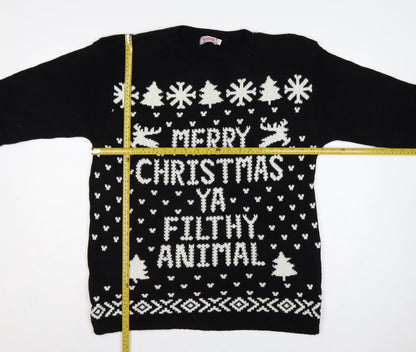 Whisper Women’s Black 2XL Merry Christmas Ya Filthy Animal Jumper