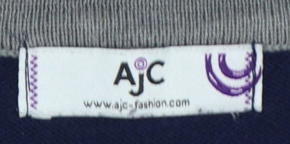 AJC Women’s Navy Grey Pink Cotton Blend V-Neck Cardigan Size S