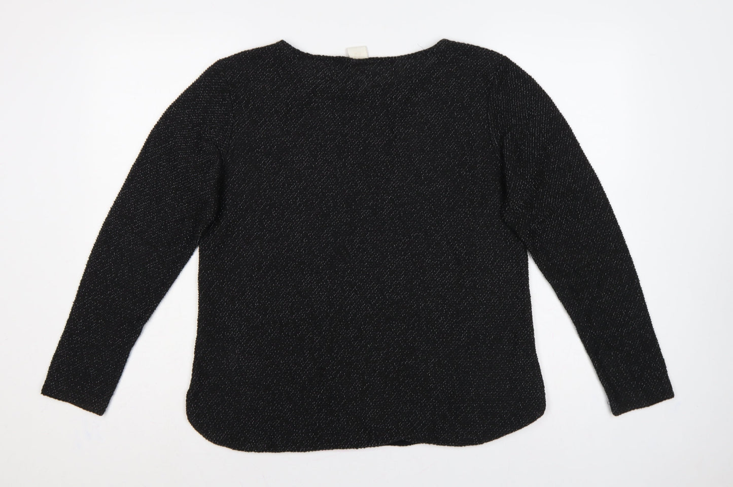 H&M Women’s Black Size 12 Round Neck Long Sleeve Knit Pullover Jumper