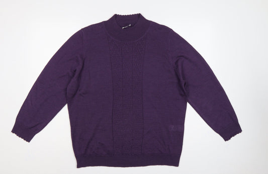 Eastex Women Purple UK 20 Cowl Neck Ramie Knit Jumper