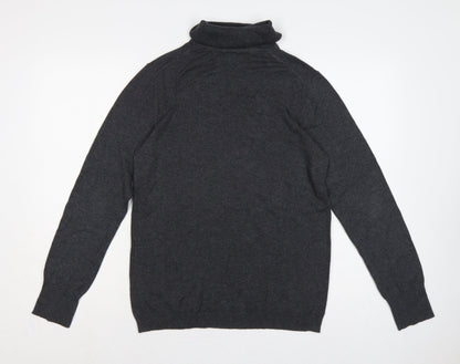 Gap Women Grey L Roll Neck Cotton Blend Knit Pullover Jumper