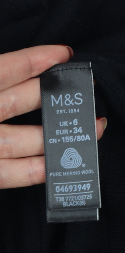 Marks and Spencer Women’s Black UK 6 Merino Wool Crew Neck Jumper
