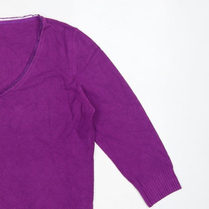 Per Una Women’s Purple Size 14 V-Neck Long Sleeve Knit Pullover Jumper