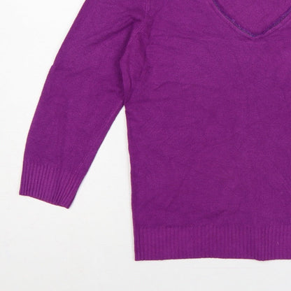 Per Una Women’s Purple Size 14 V-Neck Long Sleeve Knit Pullover Jumper