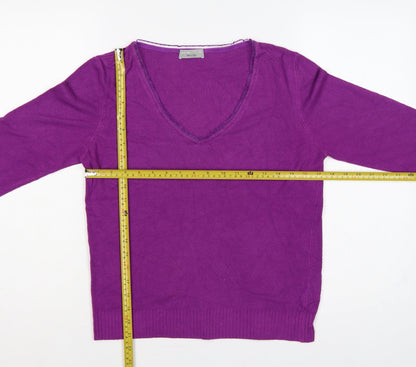 Per Una Women’s Purple Size 14 V-Neck Long Sleeve Knit Pullover Jumper