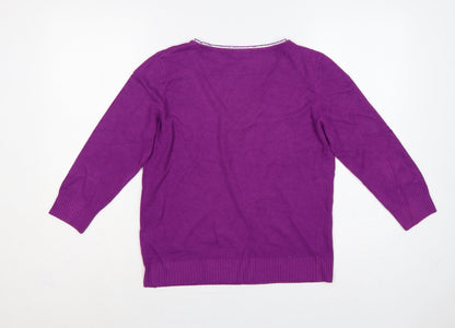 Per Una Women’s Purple Size 14 V-Neck Long Sleeve Knit Pullover Jumper