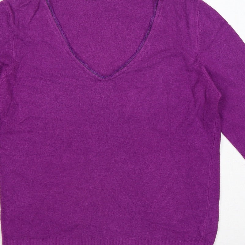 Per Una Women’s Purple Size 14 V-Neck Long Sleeve Knit Pullover Jumper