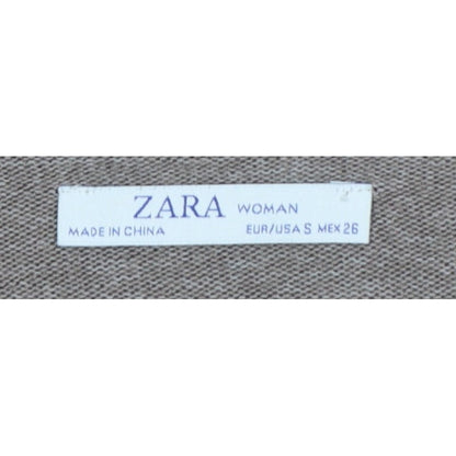 Zara Women Brown V-Neck Long Sleeve Knit Pullover Jumper Size S