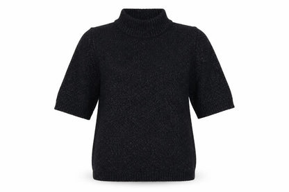 Marks & Spencer Women Black XS Metallic Knit High Neck Jumper