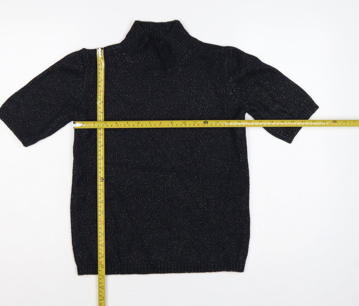 Marks & Spencer Women Black XS Metallic Knit High Neck Jumper