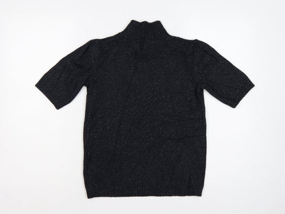 Marks & Spencer Women Black XS Metallic Knit High Neck Jumper