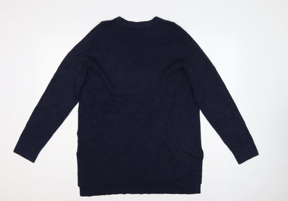 Marks & Spencer Women’s Navy V-Neck Ribbed Knit Jumper Size 12