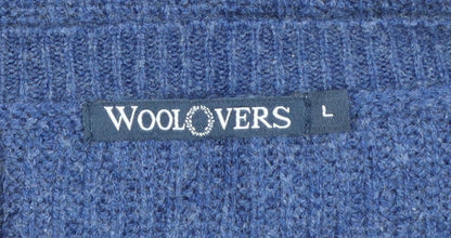 WoolOvers Women’s Blue L Merino Cashmere V-Neck Knit Pullover Jumper