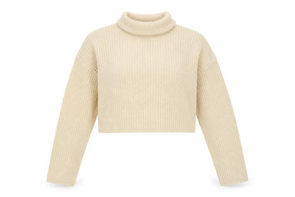 Missguided Women Ivory UK 8 Roll Neck Chunky Knit Cropped Jumper