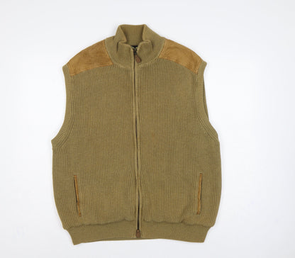 Orvis Men’s Beige XL Full Zip Cotton Knit Outdoor Vest