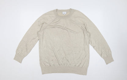 Next SP Women’s Beige Glitter Knit Crew Neck Raglan Jumper L UK 16