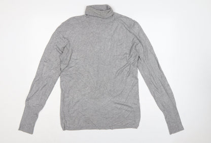Zara Women Grey XL Roll Neck Long Sleeve Knit Pullover Jumper
