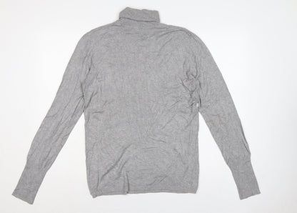 Zara Women Grey XL Roll Neck Long Sleeve Knit Pullover Jumper