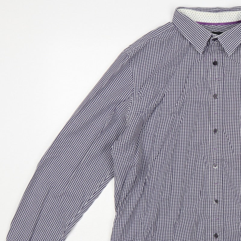 Jeff Banks Men’s Blue Check Button-Down Long Sleeve Shirt L