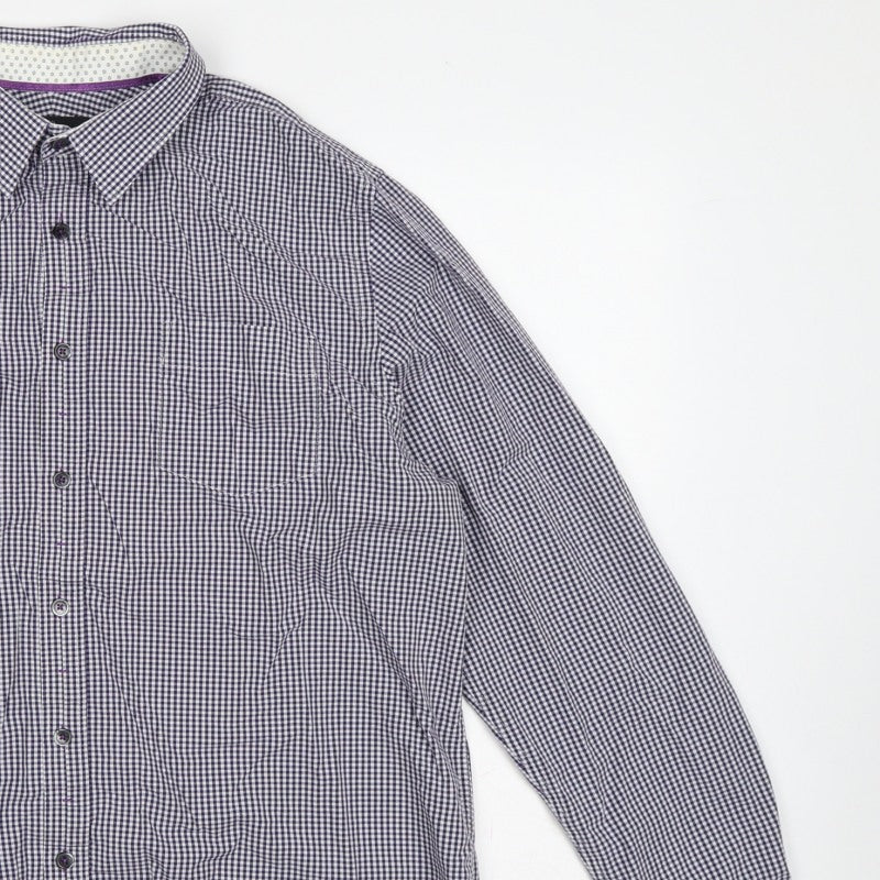 Jeff Banks Men’s Blue Check Button-Down Long Sleeve Shirt L