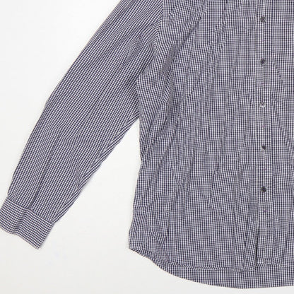 Jeff Banks Men’s Blue Check Button-Down Long Sleeve Shirt L