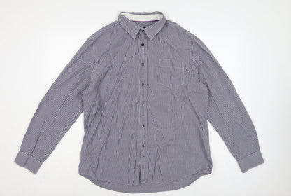 Jeff Banks Men’s Blue Check Button-Down Long Sleeve Shirt L