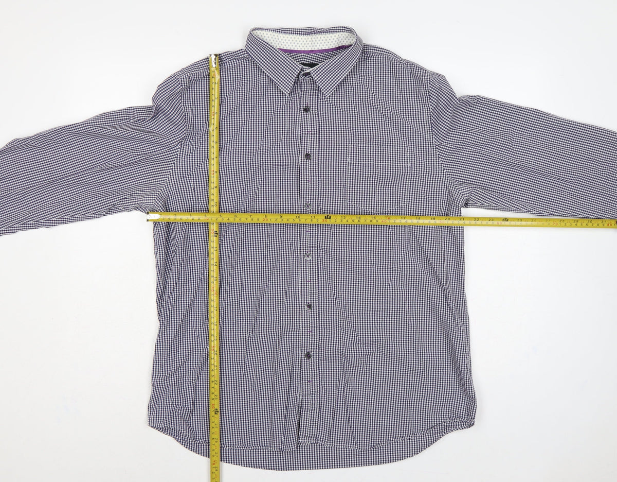 Jeff Banks Men’s Blue Check Button-Down Long Sleeve Shirt L