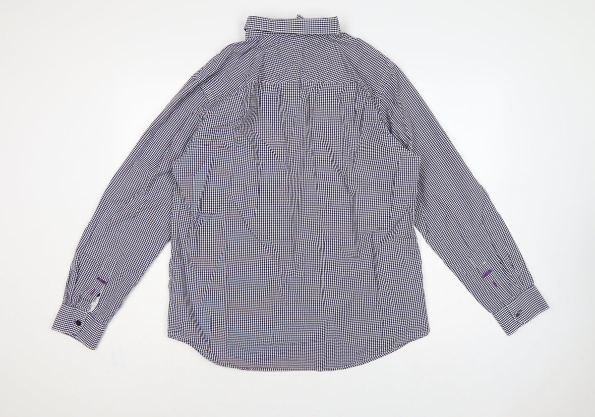Jeff Banks Men’s Blue Check Button-Down Long Sleeve Shirt L