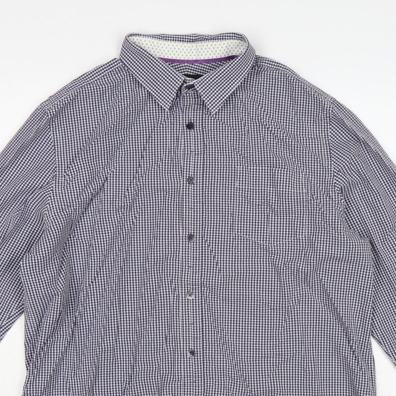Jeff Banks Men’s Blue Check Button-Down Long Sleeve Shirt L