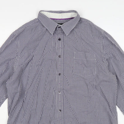 Jeff Banks Men’s Blue Check Button-Down Long Sleeve Shirt L