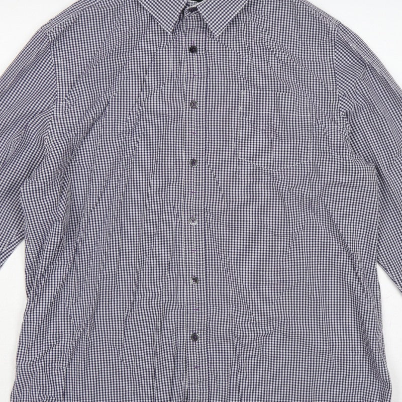 Jeff Banks Men’s Blue Check Button-Down Long Sleeve Shirt L