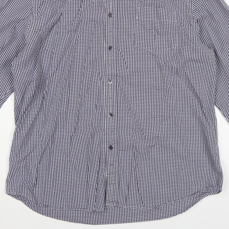 Jeff Banks Men’s Blue Check Button-Down Long Sleeve Shirt L