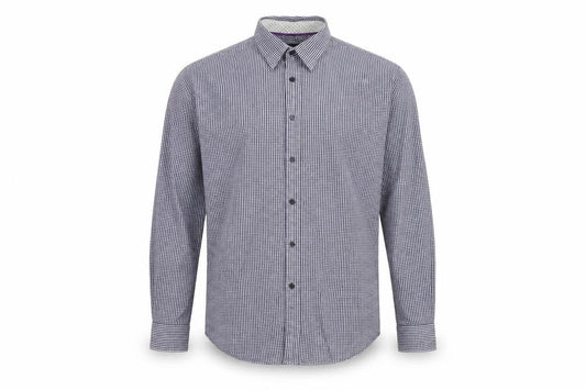 Front view of Jeff Banks Men’s Blue Check Button-Down Long Sleeve Shirt L