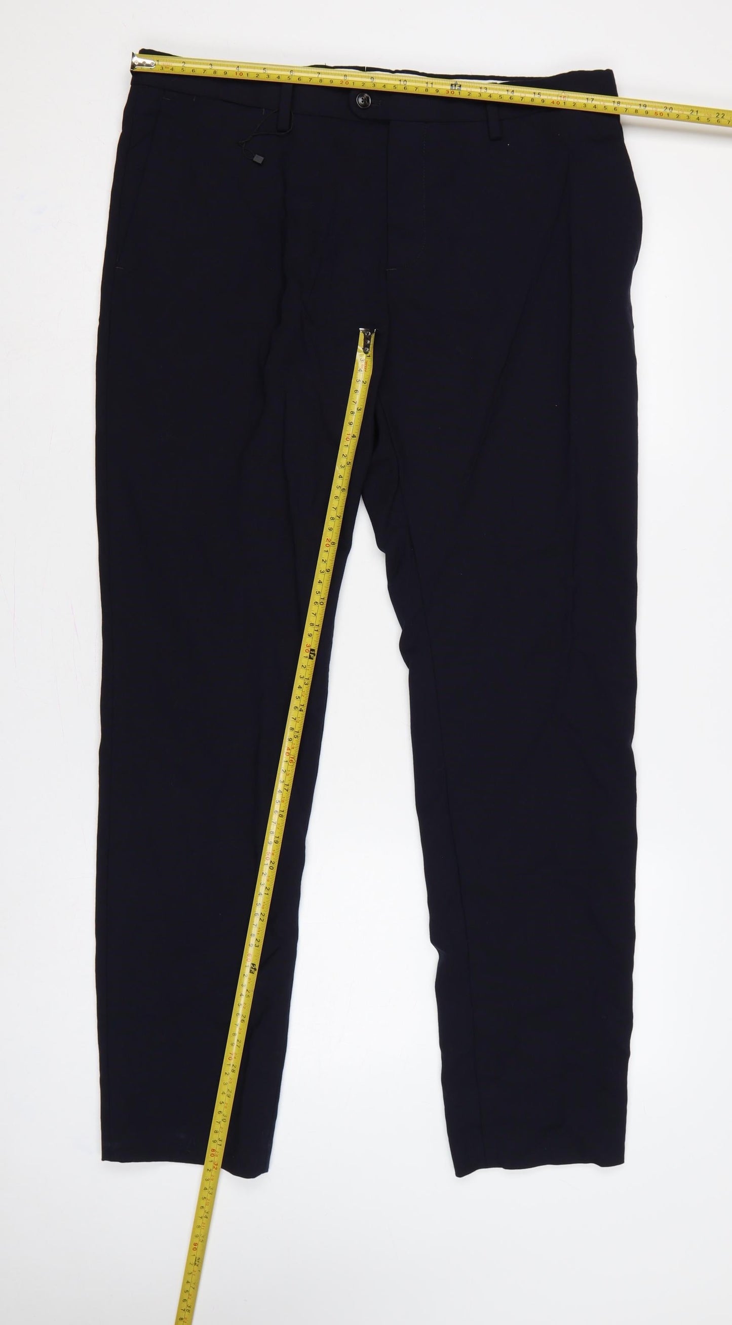Zara Men’s Blue 34 Wool Flat Front Straight Dress Trousers