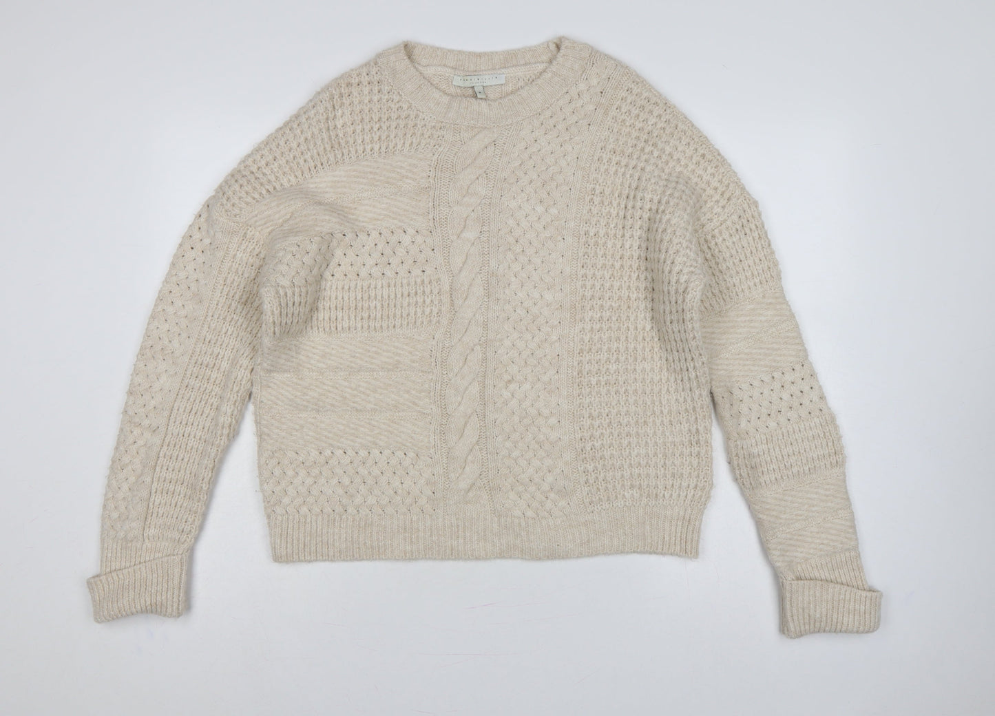 Emma Willis Women Ivory M Cable Knit Crew Neck Jumper