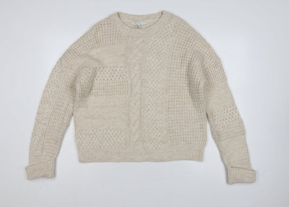 Emma Willis Women Ivory M Cable Knit Crew Neck Jumper