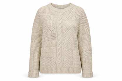 Emma Willis Women Ivory M Cable Knit Crew Neck Jumper