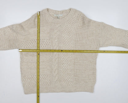 Emma Willis Women Ivory M Cable Knit Crew Neck Jumper