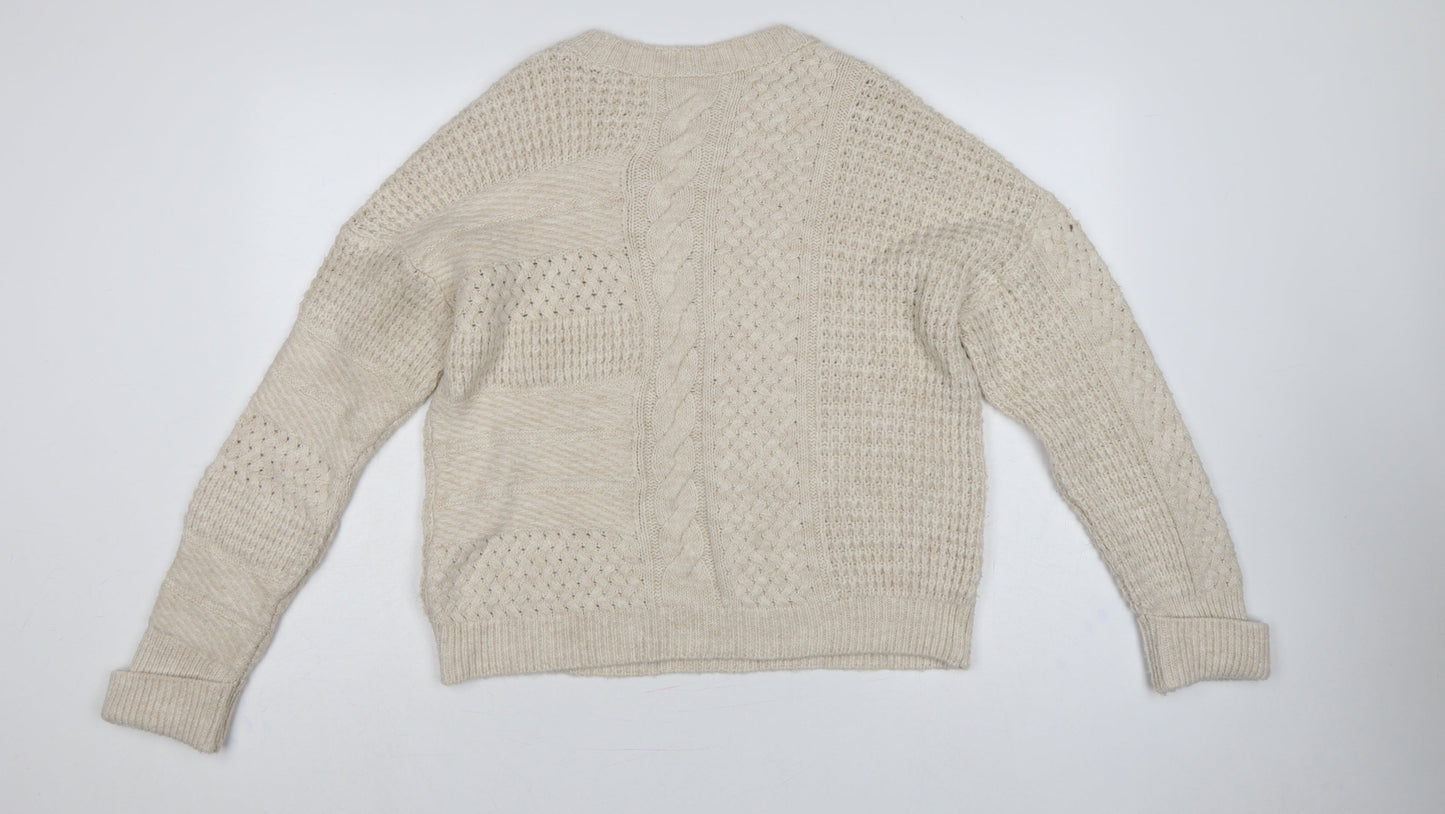 Emma Willis Women Ivory M Cable Knit Crew Neck Jumper