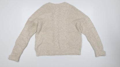 Emma Willis Women Ivory M Cable Knit Crew Neck Jumper