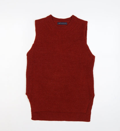 Marks and Spencer Women Brown UK 10 Sleeveless Rib Knit Jumper Vest