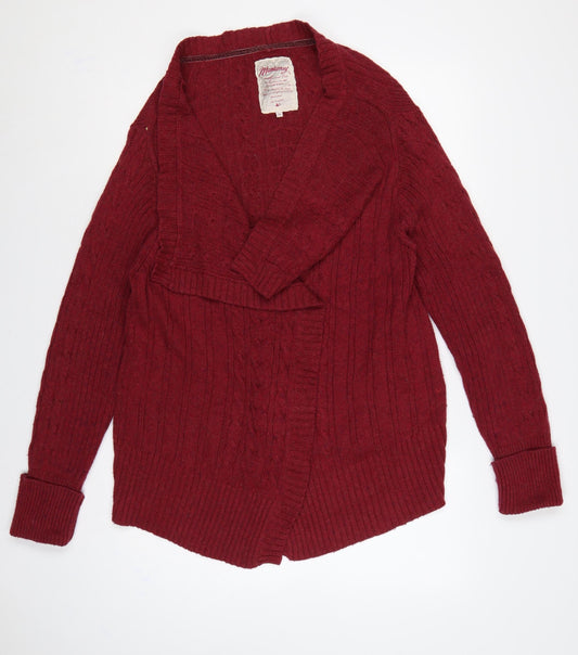 Mantary Women’s Red Size 16 Cable Knit Open V-Neck Cardigan