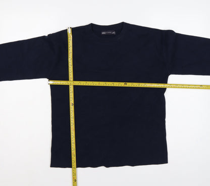 Marks and Spencer Women Blue M Crew Neck Cotton Knit Jumper